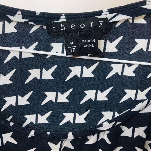 4/$100 Theory Silk Arrow Print Navy High-low Tank - Picture 13 of 15